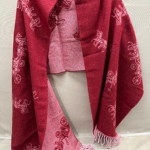 Coach Horse & Carriage Reversible Wool Scarf/Shawl